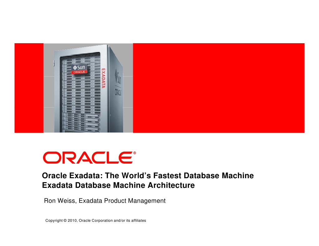 ExadataWeiss1 Oracle Exadata Database Machine Architecture PDF
