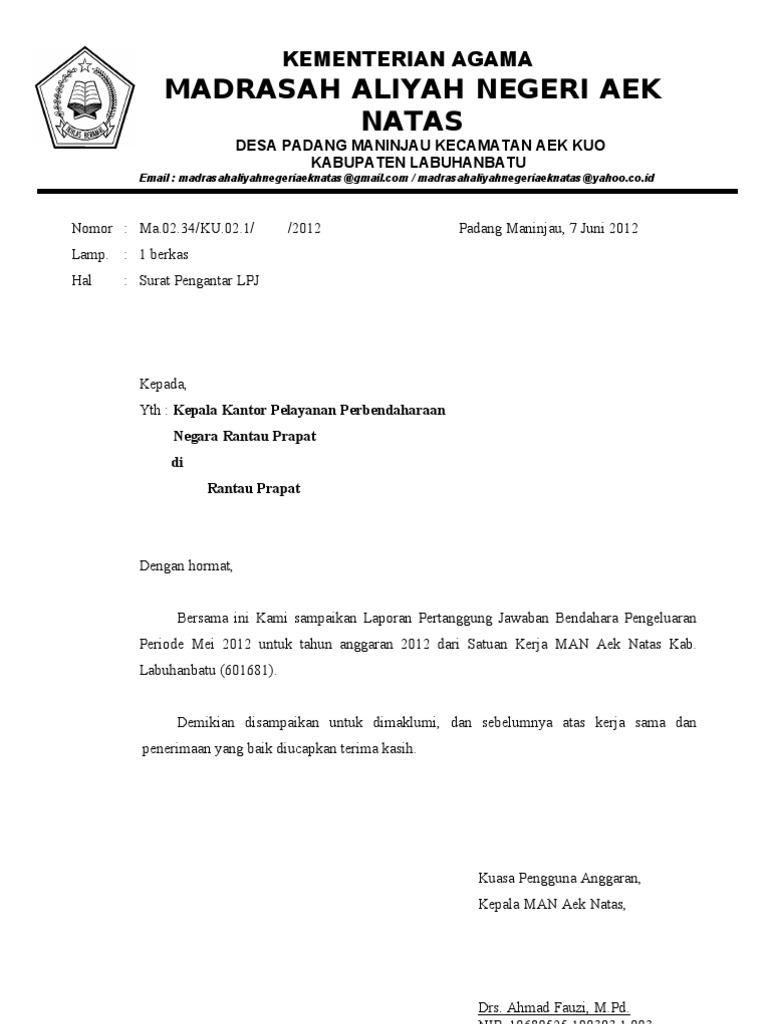 Surat Pengantar LPJ | PDF