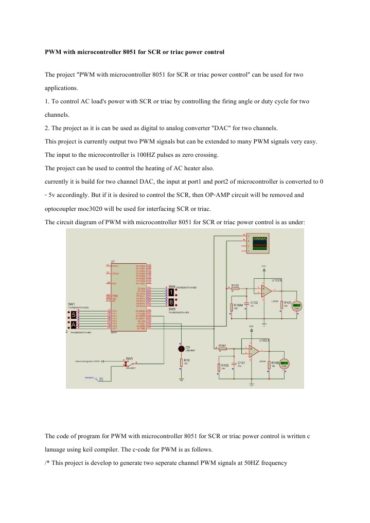 PWM With Microcontroller 8051 For SCR or Triac Power Control PDF