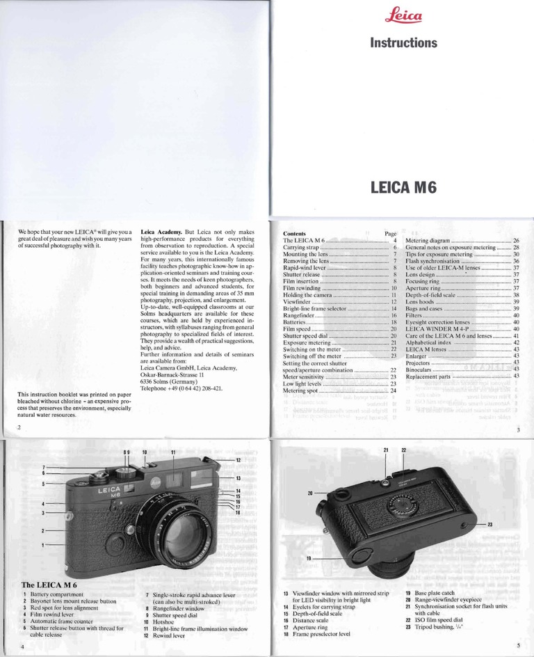 LEICA(ライカ) M6 取扱説明書(英語) (TO-0706)【レターパック