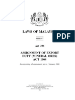 Assignment of Export Duty (Mineral Ores) Act 1964 (Revised 1989) - Act 396