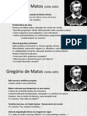 PDF) Emprego mitológico na poética seiscentista de Gregório de Matos
