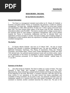 The Goal Book Review Rkn Pdf Systems Science Business