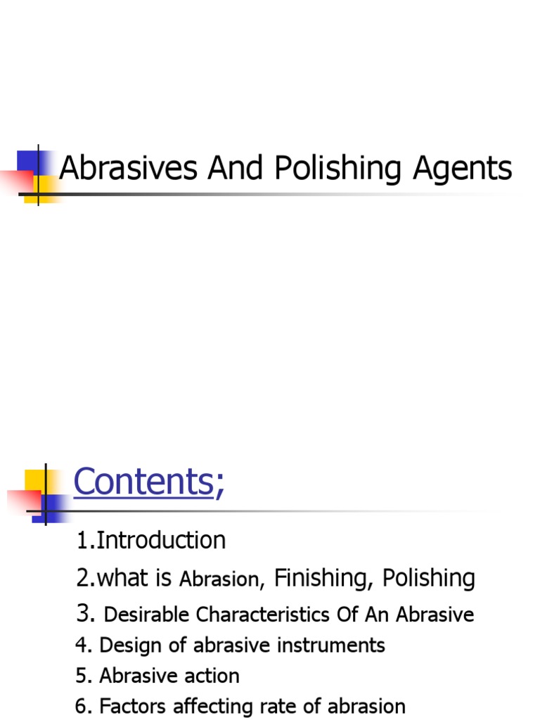 Abrasives and Polishing Agents in Dentistry | PDF | Abrasive ...