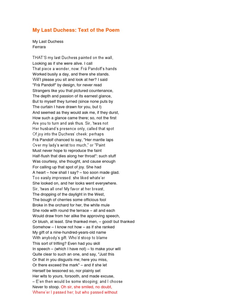 my last duchess poem essay
