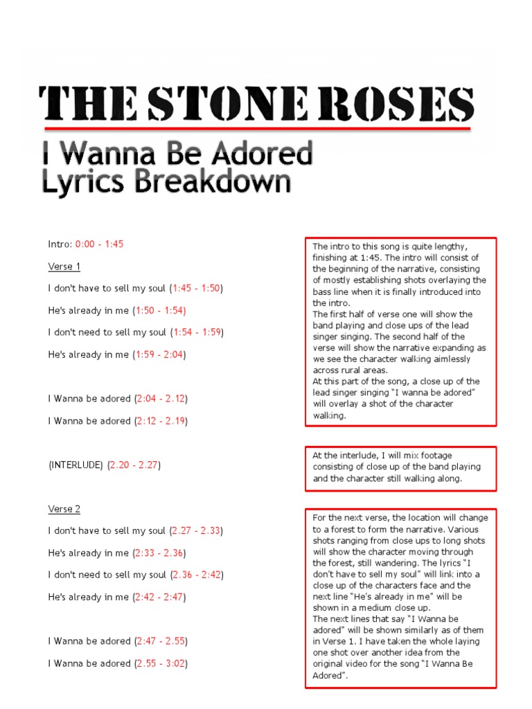 Lyrics Breakdown - I Wanna Be Adored (The Stone Roses) | Song Structure ...