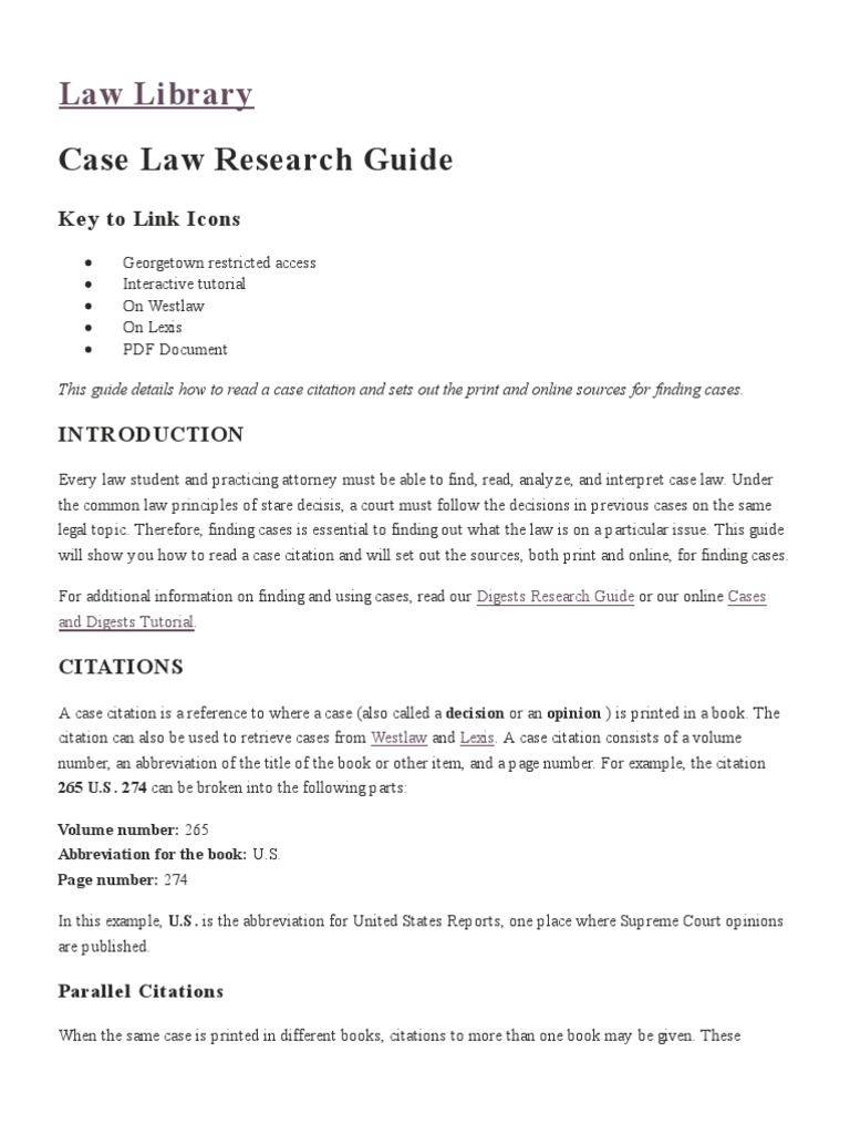 Case Law Research Guide — Law Case Citation