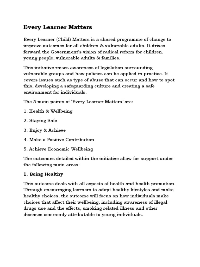 Every Learner Matters | PDF | Well Being | Learning