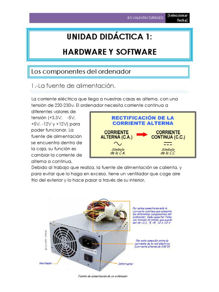 UNIDAD DIDÁCTICA 1 - Hardware y Software | PDF | Memoria del ordenador ...