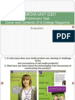As Media Unit G321: Preliminary Task Cover and Contents of A College Magazine