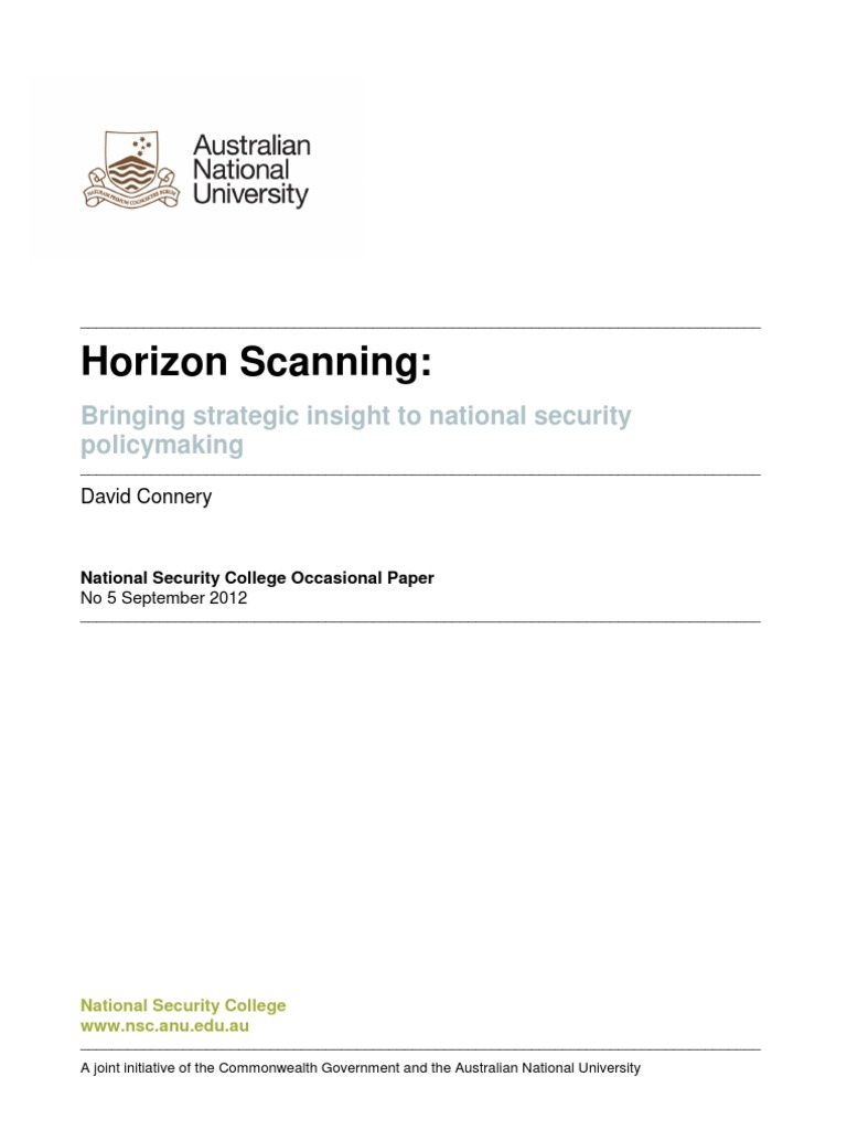 Horizon Scanning Bringing Strategic Insight To National Security Policymaking PDF National