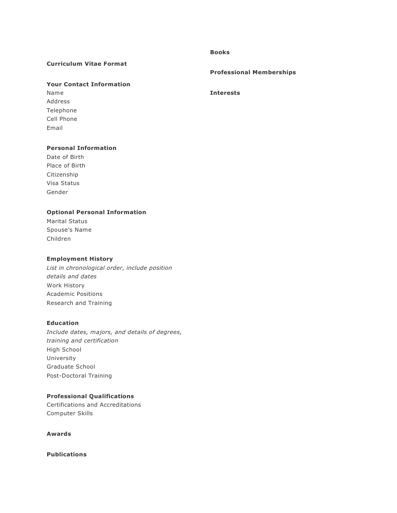 Comprehensive CV Format Guide | PDF