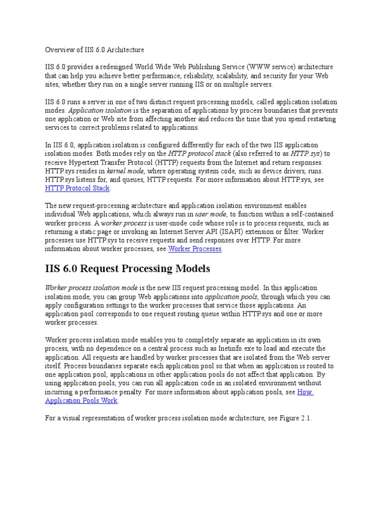 Overview of IIS 6.0 Architecture | PDF | Internet Information Services ...