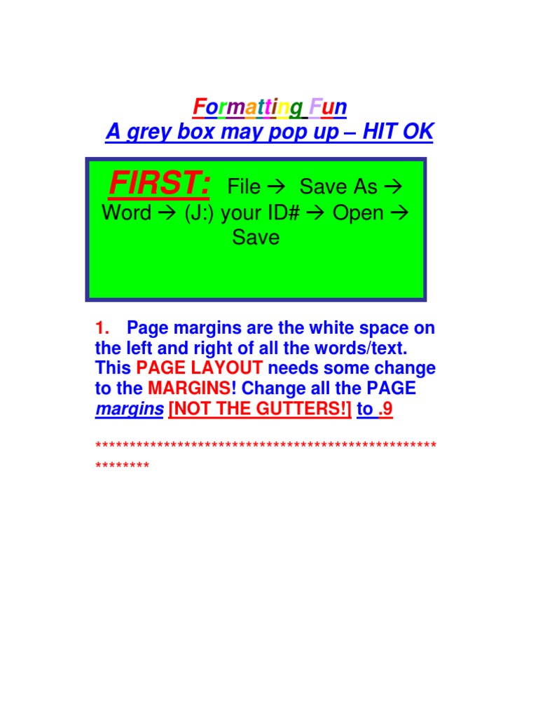 Word Formatting Fun Activities Guide | PDF
