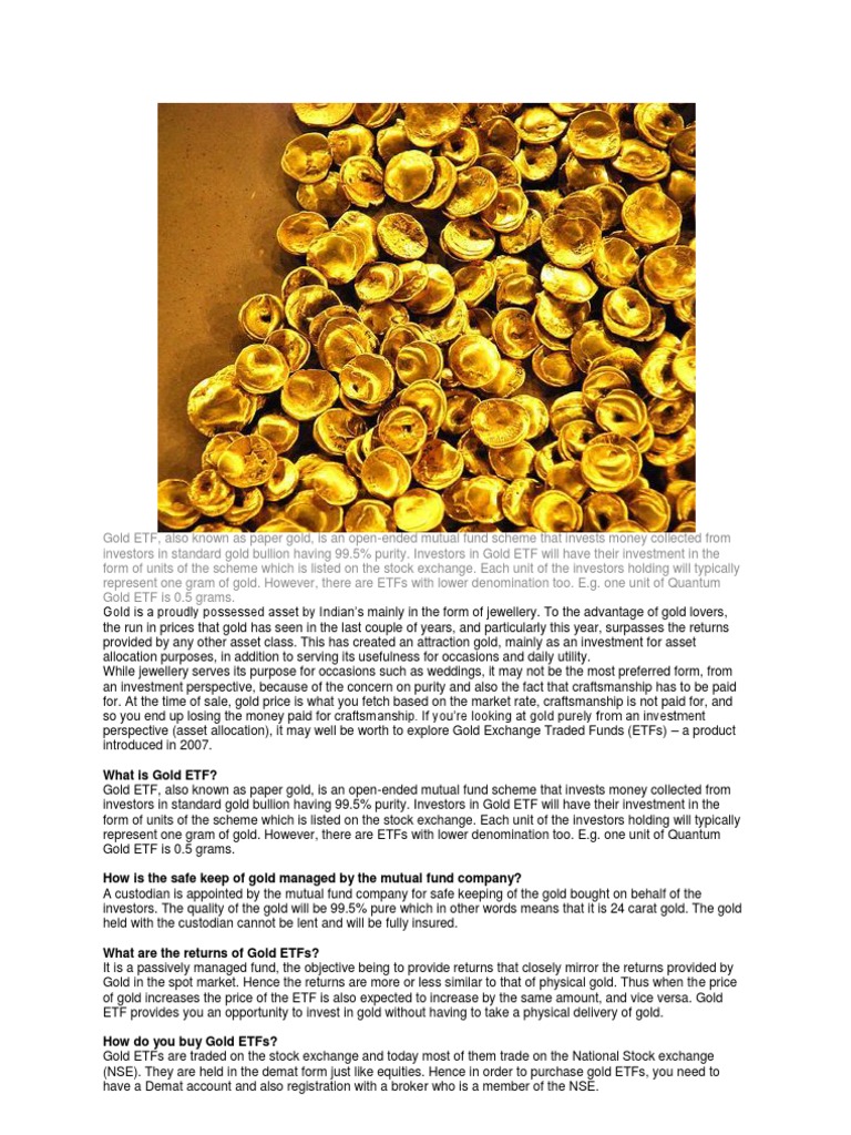 Investing in Gold ETFs: A Comprehensive Guide | PDF | Exchange Traded ...
