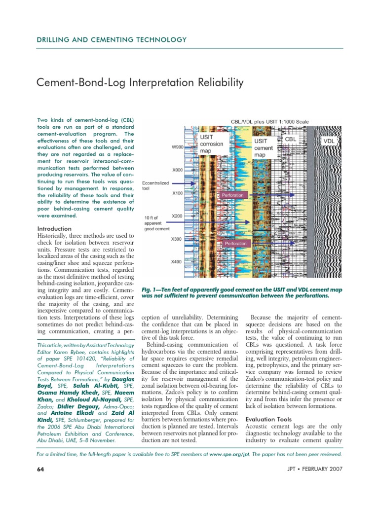 Cement Bond Log Interpretation | Confidence Interval | Casing (Borehole)