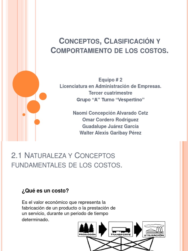 Conceptos, Clasificación y Comportamiento de Los Costos. | PDF | Costo ...