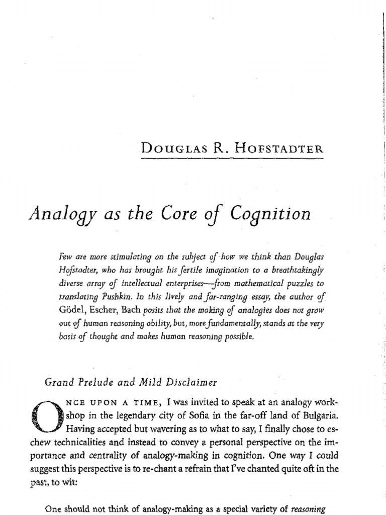 Analogy As The Core of Cognition - D. Hofstadter | PDF | Perception ...