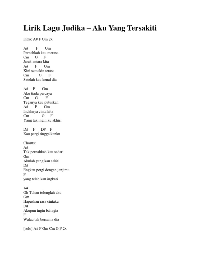 Lirik Lagu Judika Aku Yang Tersakiti