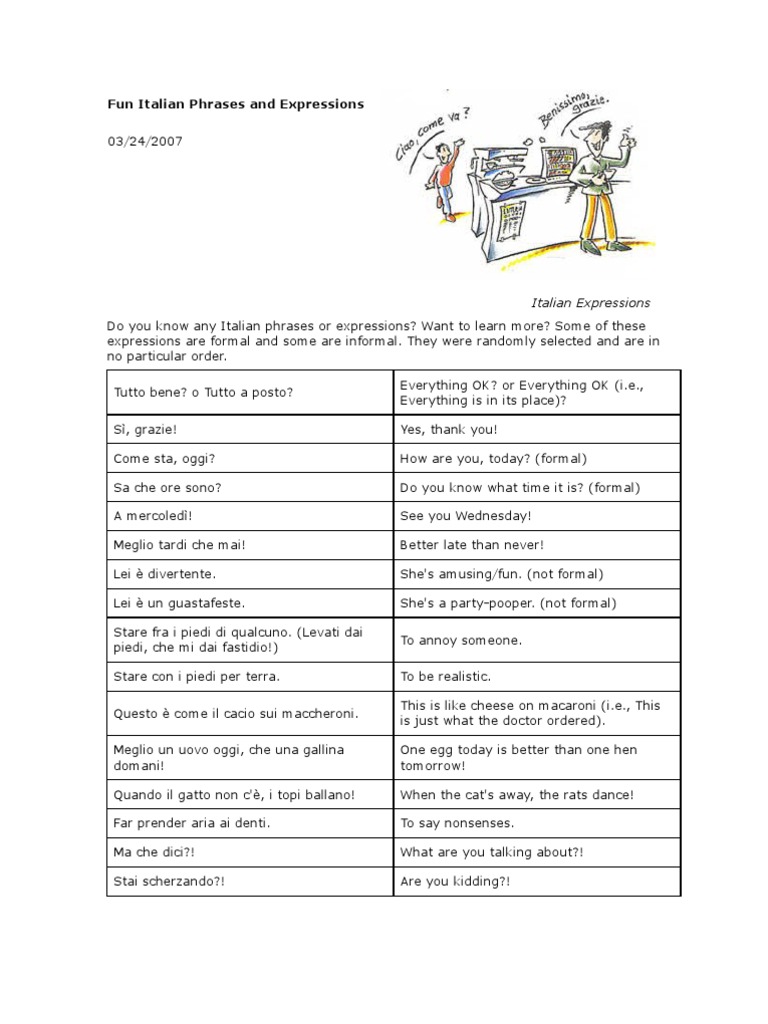 Fun Italian Phrases and Expressions | PDF