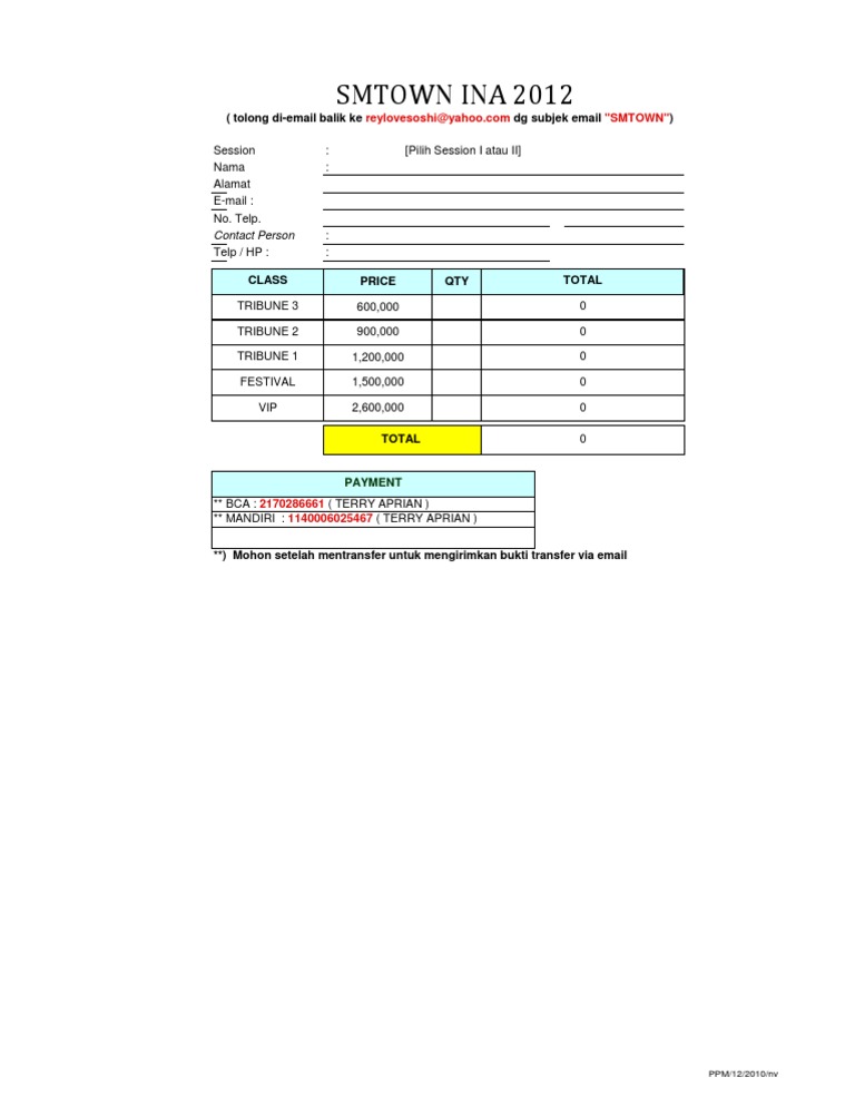 SMTOWN INA 2012 Registration Form | PDF