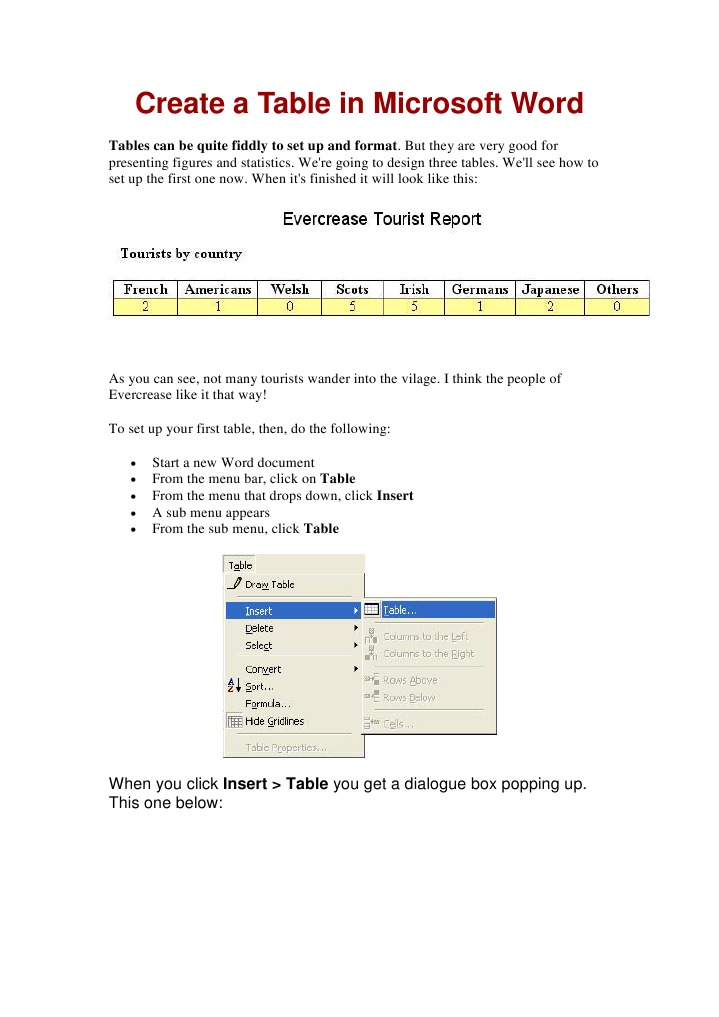 Create a Table in Microsoft Word | PDF