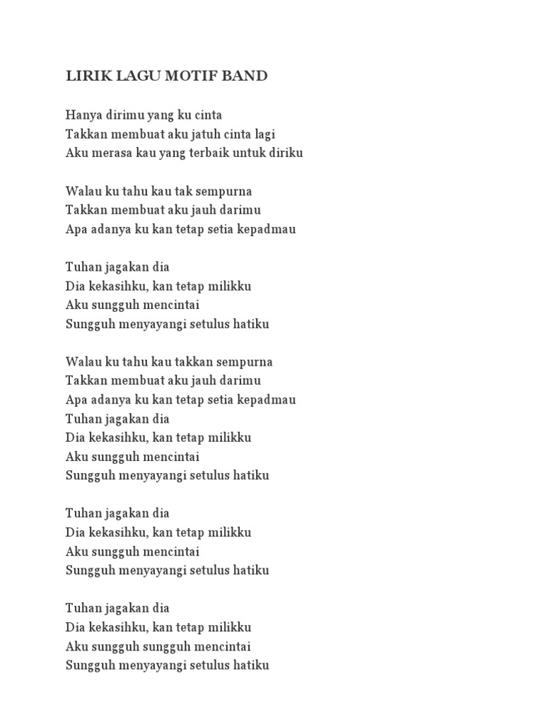 Lirik Lagu Motif Band  PDF
