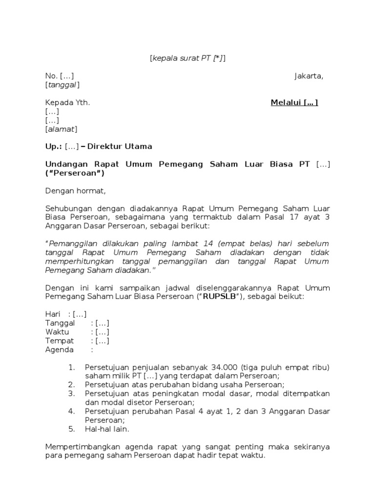 Contoh Undangan Rupslb