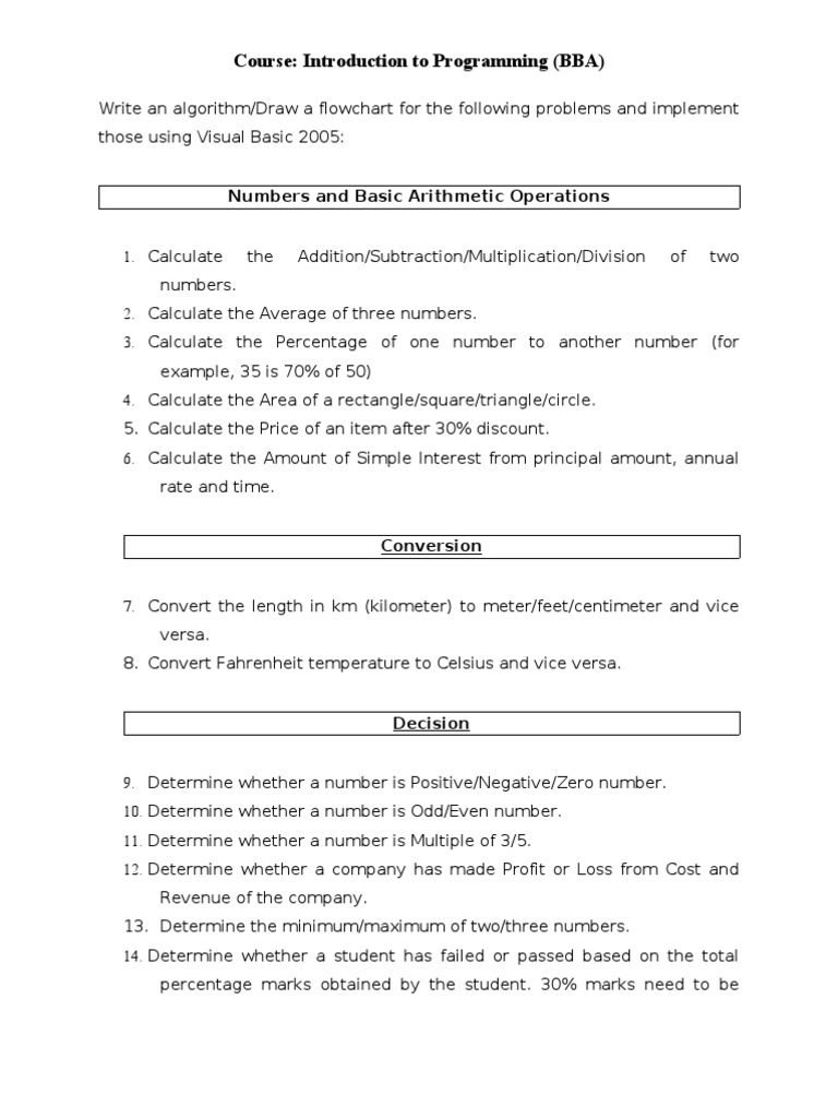 Visual Basic Programming Algorithms Guide | PDF