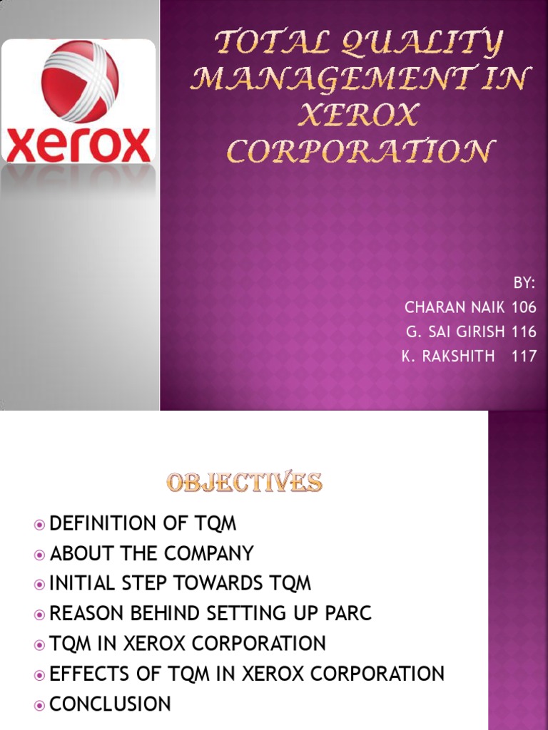 case study on tqm in the xerox corporation