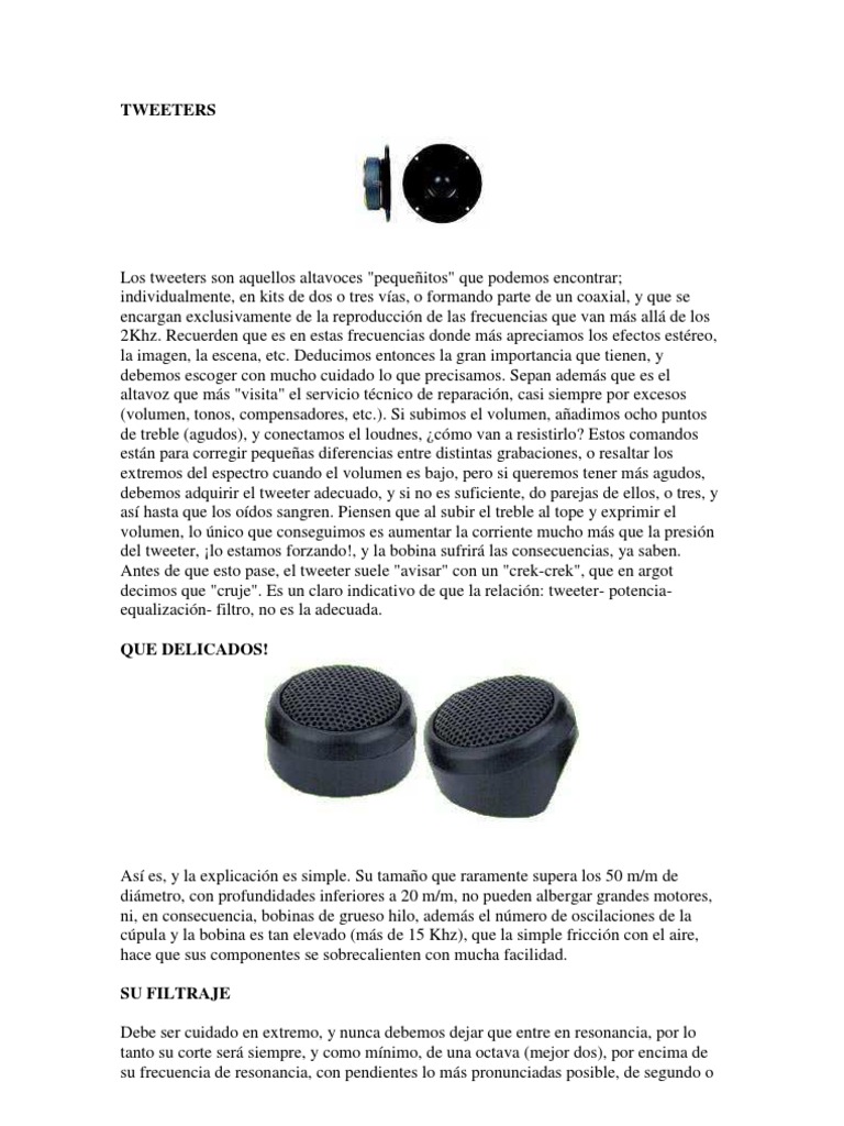 Importancia y Funcionamiento de Tweeters | PDF | Altoparlante | Sonido