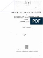 Descriptive Catalogue of Sanskrit Manuscripts in The Adyar Library Vol - 1 Vedic
