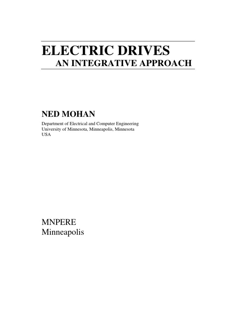 Electric Drives An Integrative Approach Solutions Manual