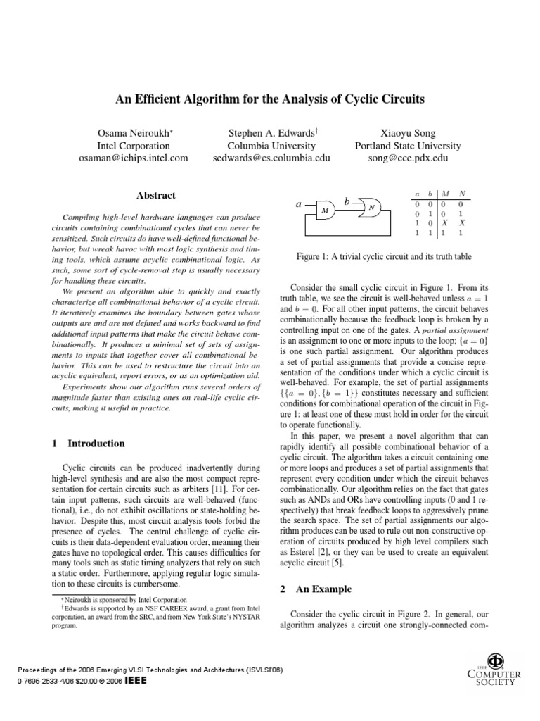 An Efficient Algorithm For The Analysis of Cyclic Circuits | PDF ...