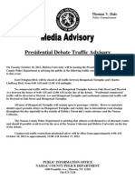 2012 Hofstra Presidential Debate Traffic Advisory