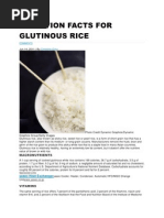 Nutrition Facts For Glutinous Rice