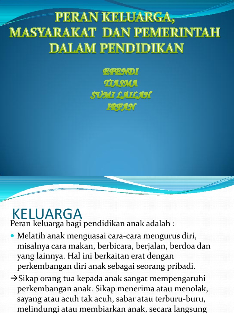 Peran Keluarga dan Masyarakat dalam Pendidikan | PDF | Kesehatan Holistik