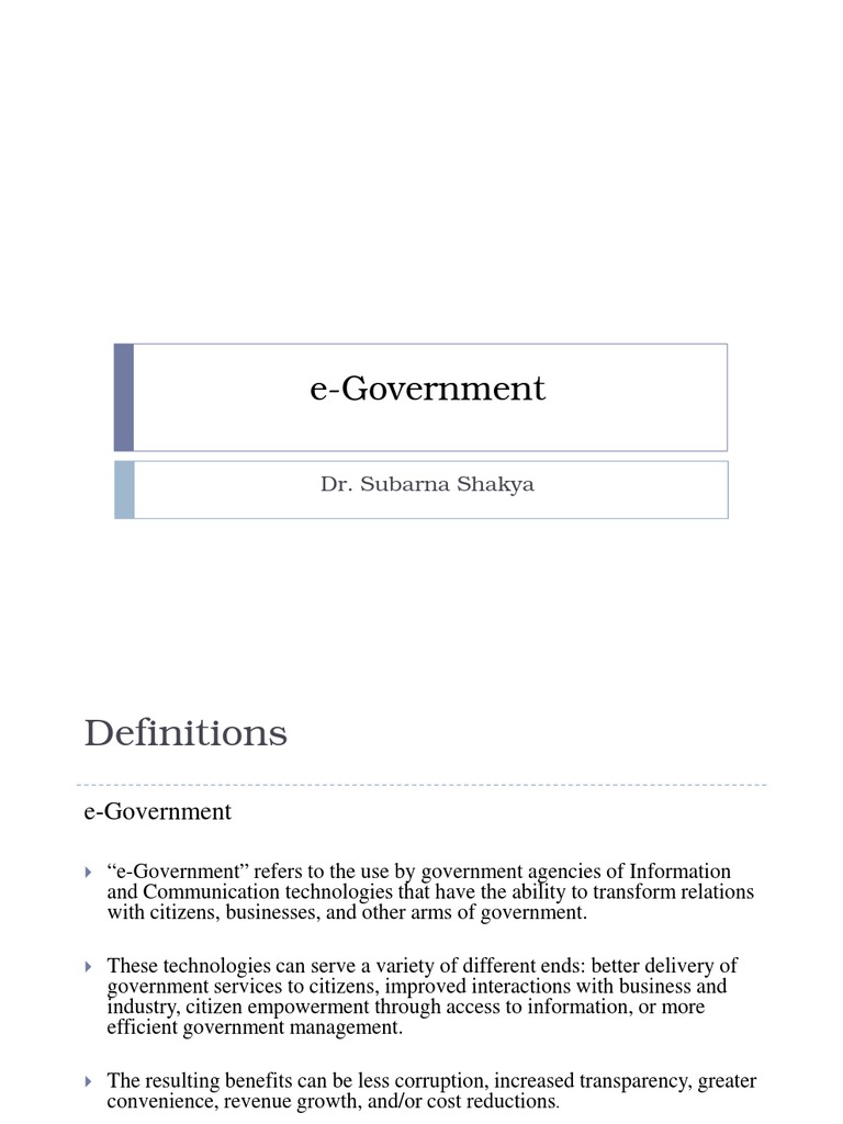 Introduction To EGov PDF E Government Computing
