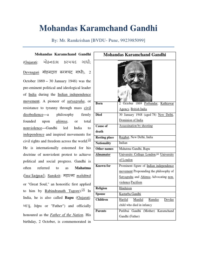 Mohandas Karamchand Gandhi Mahatma Gandhi Nonviolence