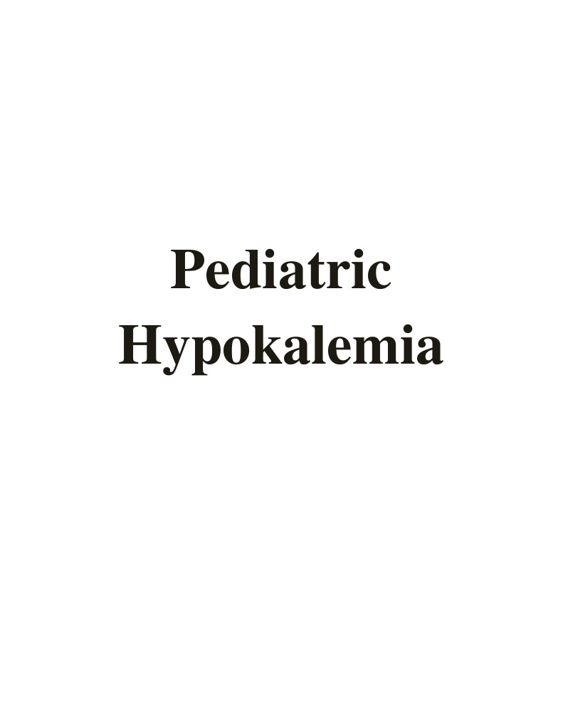 Hypokalemia Report PDF Potassium Diet & Nutrition
