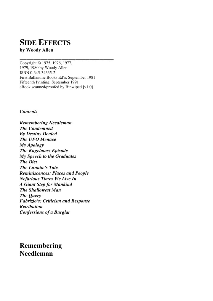 Side Effects (Woody Allen) PDF
