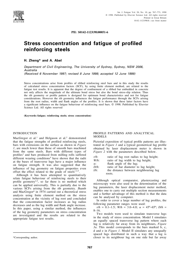 Stress Concentration and Fatigue of Pro Led Reinforcing Steels | PDF