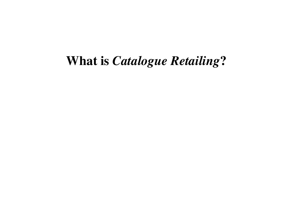 Catalogue Retailing PDF Mail Order Retail