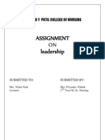 Assignment ON Leadership: Pad - DR.D Y Patil College of Nursing