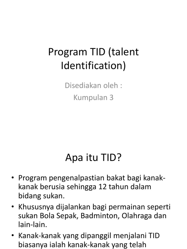 ISL 8 Program TID (Talent Identification) | PDF