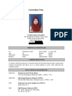 Curriculum Vitae: Nazima Bte Jumaren