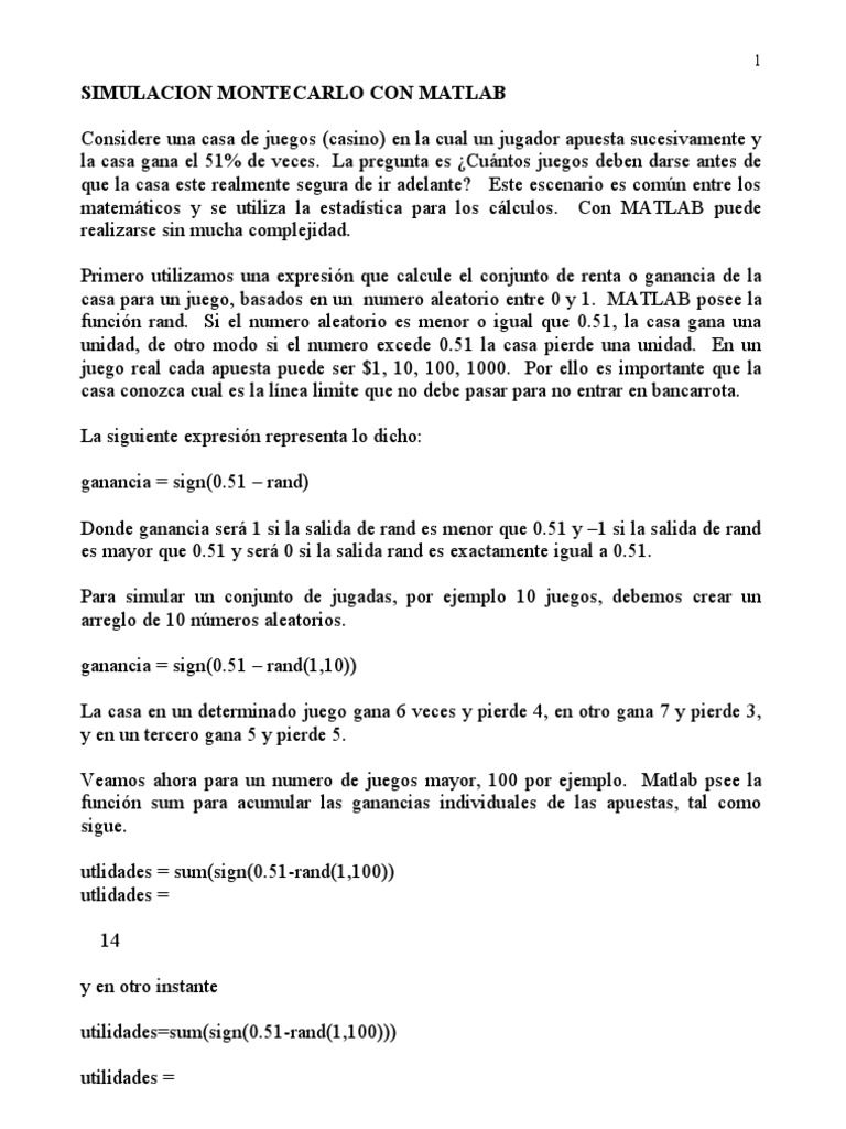 Simulacion Montecarlo Con Matlab | PDF | Aleatoriedad | Método Monte Carlo