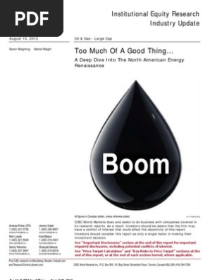Cibc Na Energy Economy Too Much Of A Good Thing Full Report Oil Sands Natural Gas