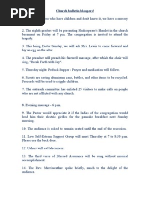 Church Bulletin Bloopers