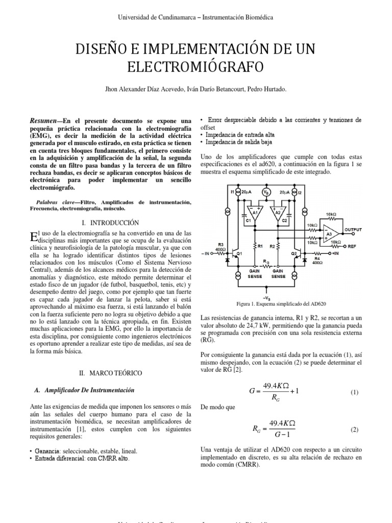Diseño de un Electromiógrafo Básico | PDF | Electromiografia ...